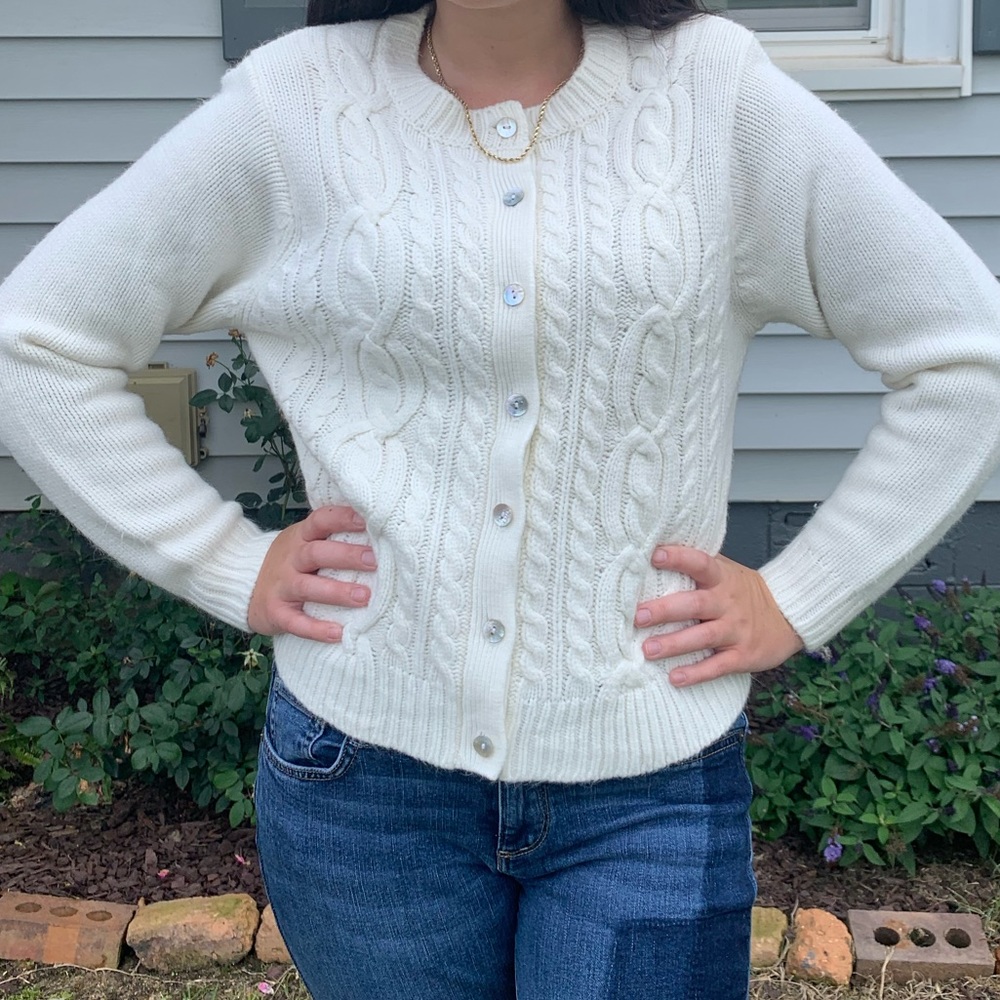 White Button Up Dressbarn Sweater